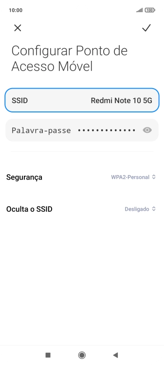 Prima Palavra-passe e introduza a password pretendida.