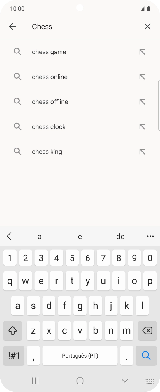 Introduza o nome ou categoria da app pretendida e prima o ícone para pesquisar.