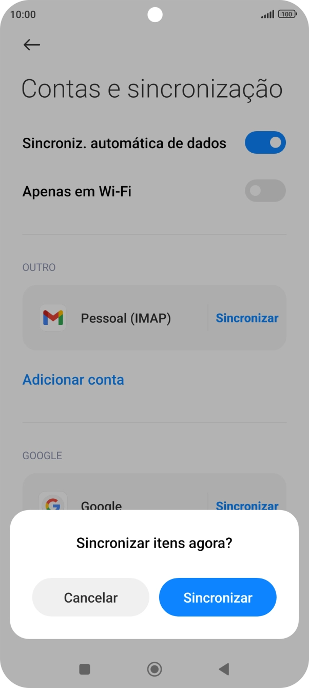 Se ativar a função, prima Sincronizar.