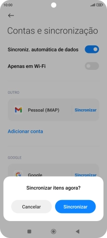 Se ativar a função, prima Sincronizar.