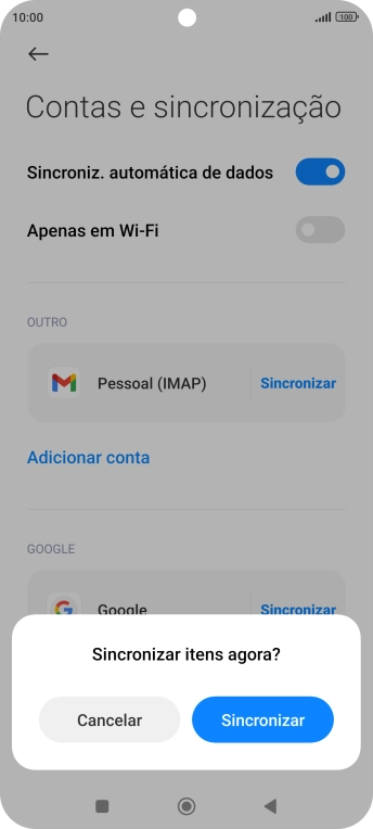 Se ativar a função, prima Sincronizar.
