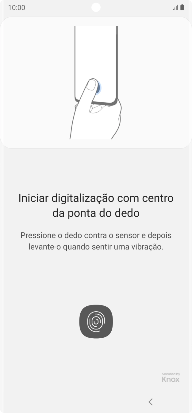 Siga as indicações no ecrã para definir a impressão digital como código de bloqueio.