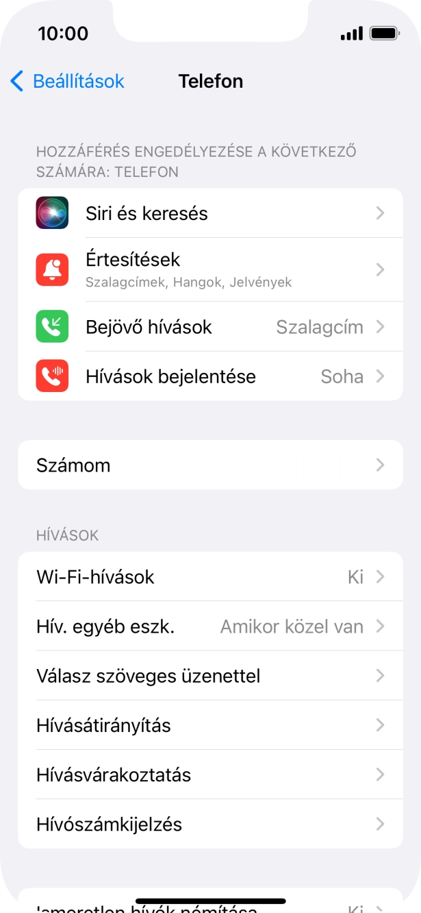 Válaszd a Hívószámkijelzés lehetőséget.