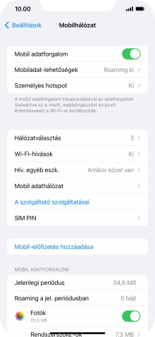 Válaszd a Mobil adathálózat lehetőséget.