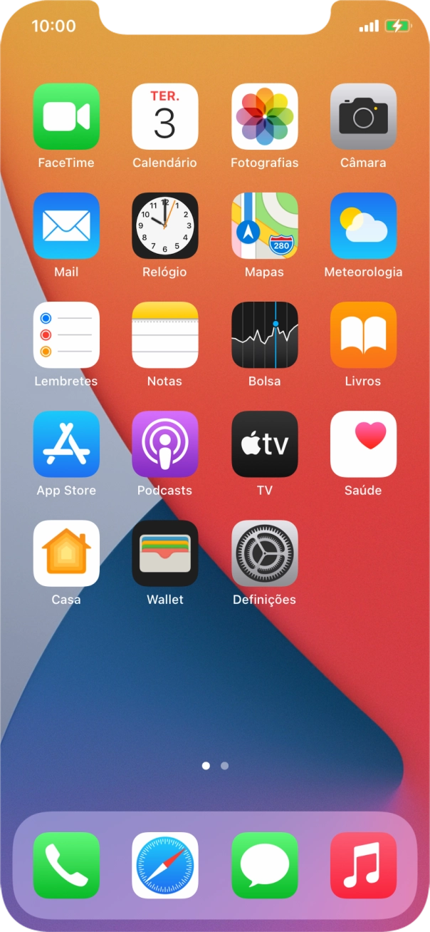 Quando o ícone de bateria em carregamento for mostrado no ecrã, a bateria está em carregamento.
