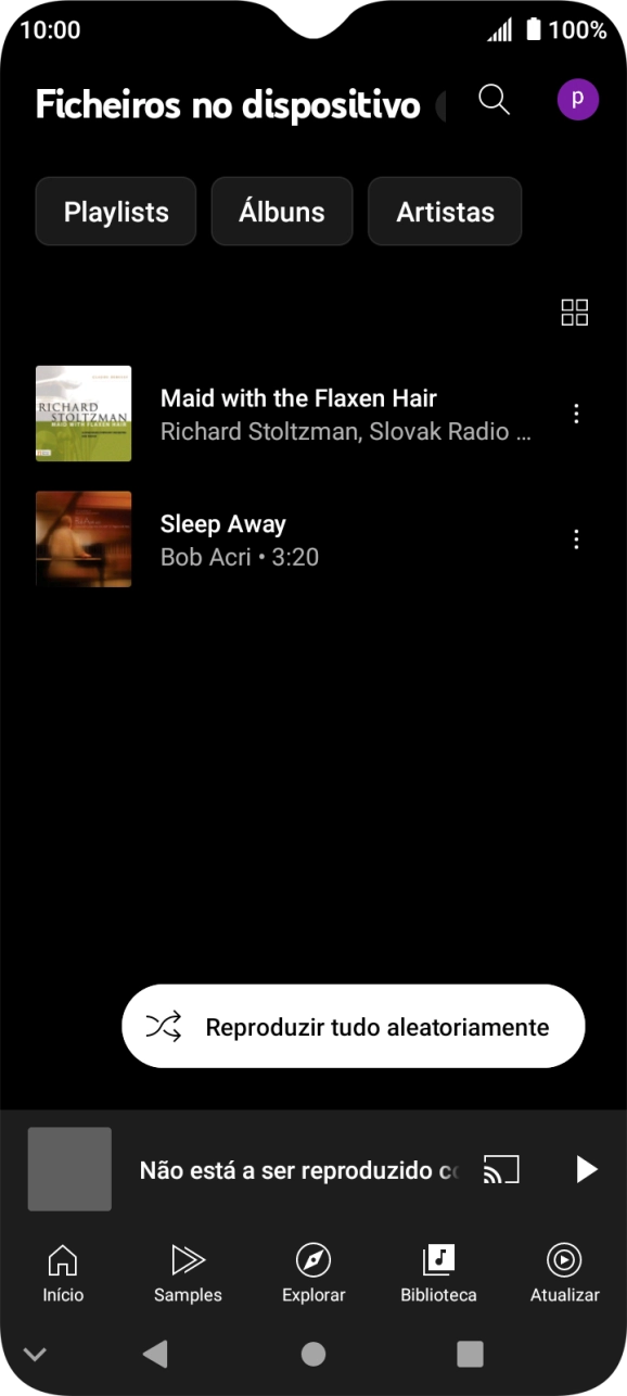 Prima o ficheiro de música pretendido.