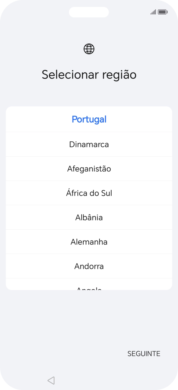 Prima a área ou país pretendido.