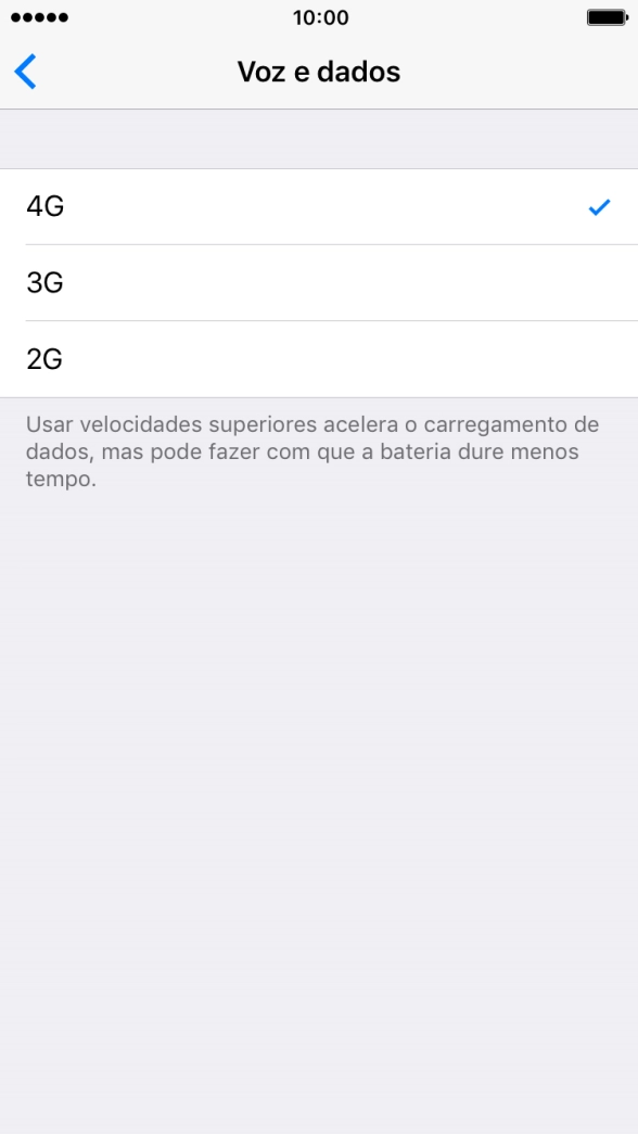 Prima o tipo de rede pretendido.