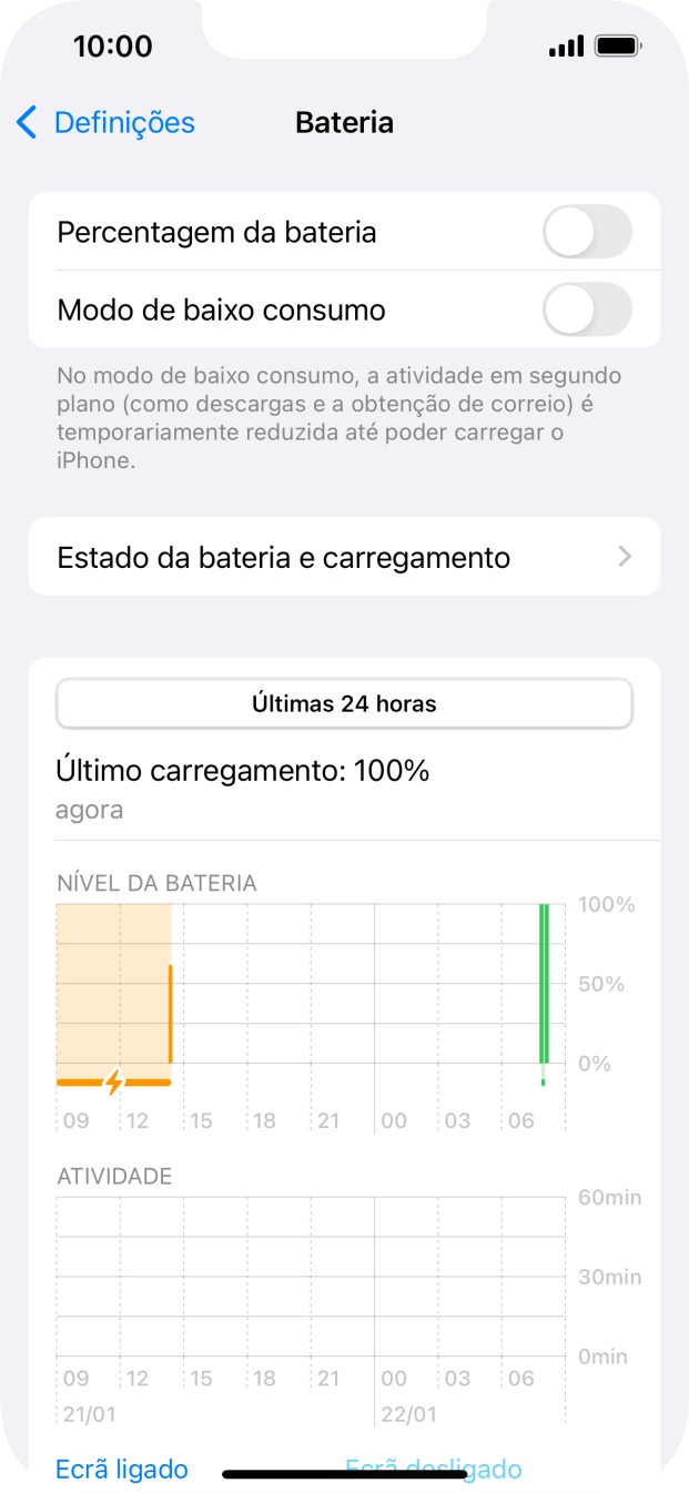 Prima Estado da bateria e carregamento.