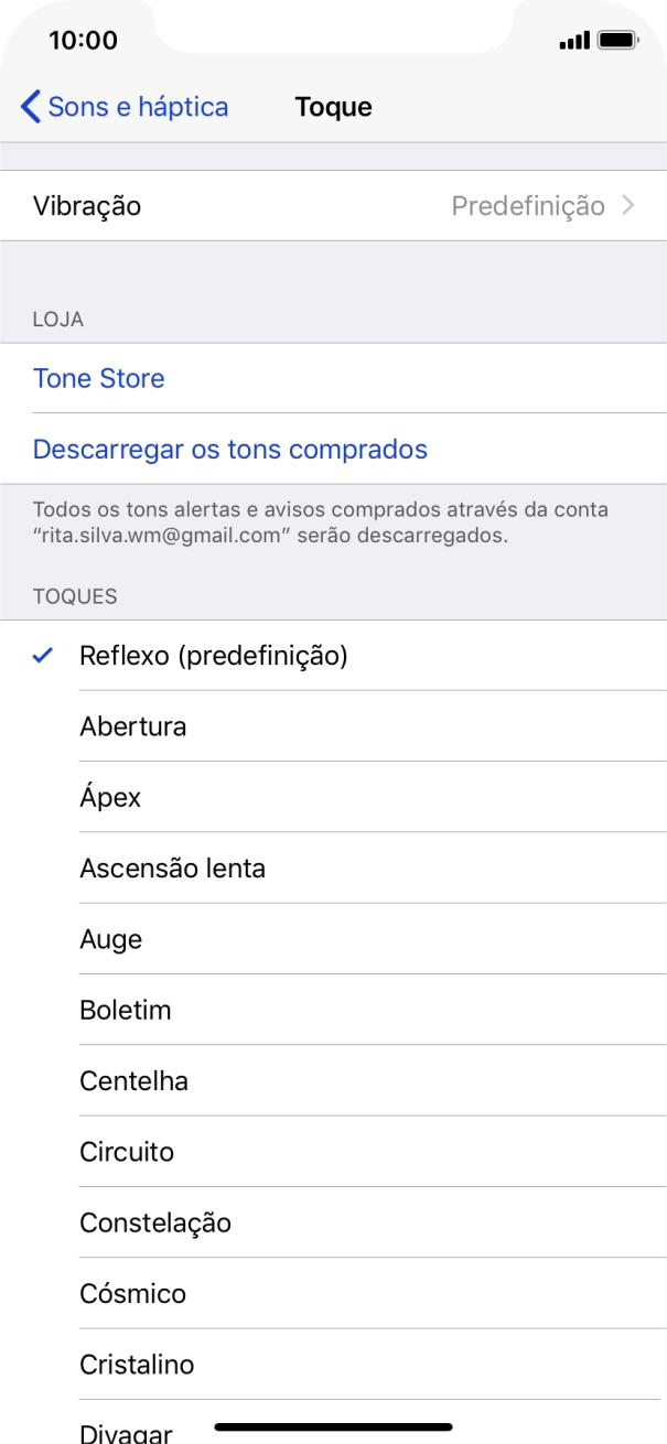 Prima os tons de toque pretendidos para os ouvir.