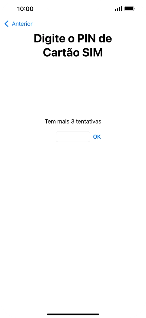 Se o cartão SIM estiver bloqueado, deve introduzir o código PIN e premir OK.