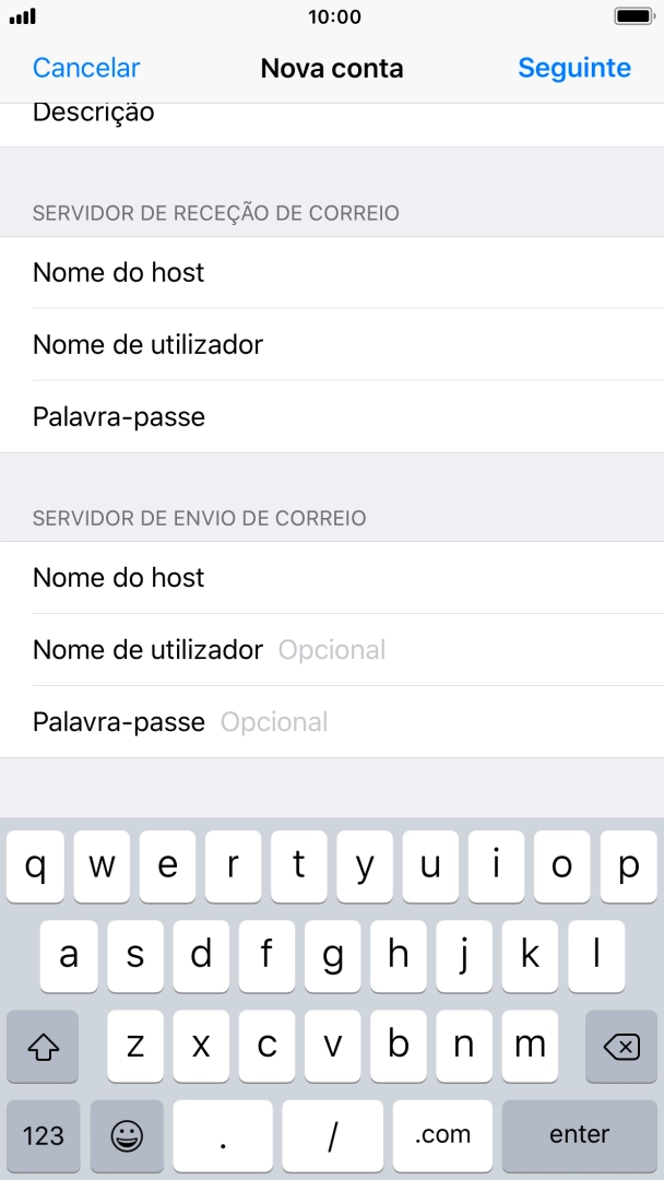 Prima Nome de utilizador e introduza o nome de utilizador da sua conta de e-mail na Vodafone.