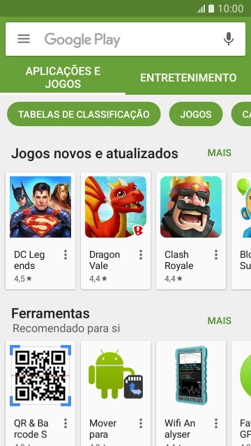 Deslize o dedo sobre o ecrã da esquerda para a direita.