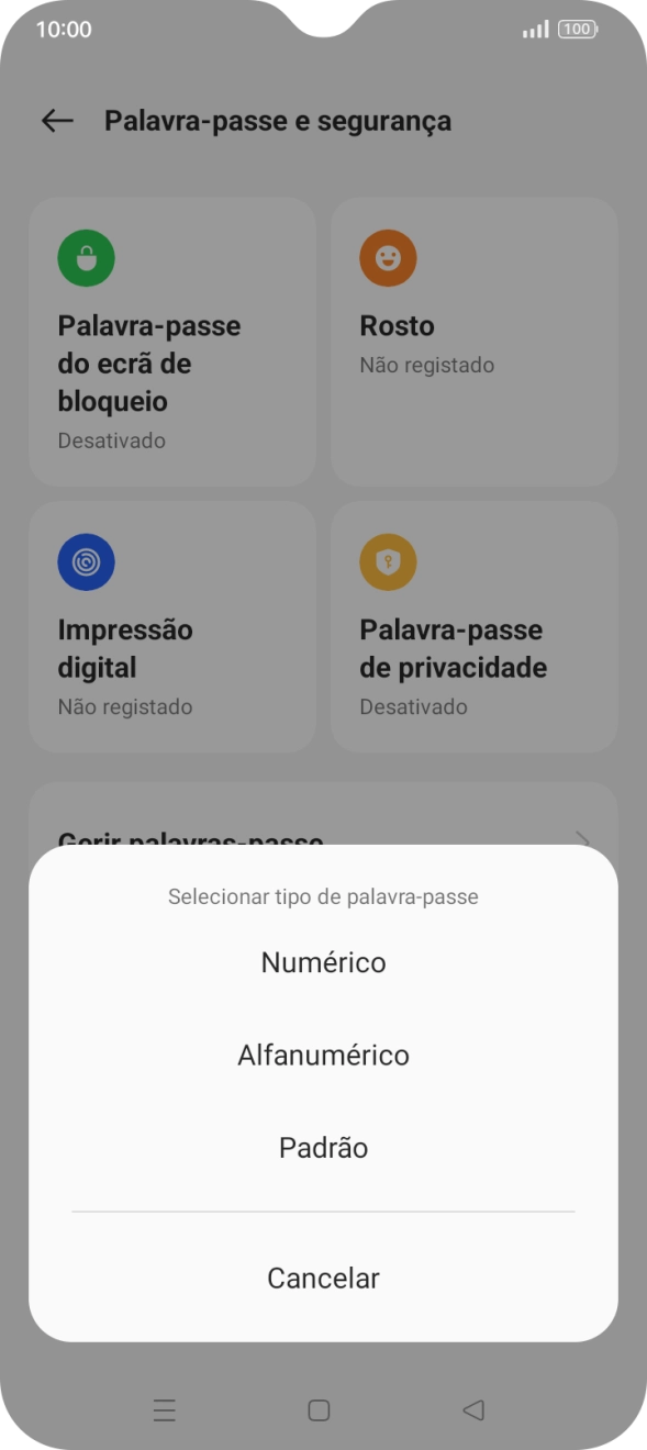Prima o código de bloqueio do telefone pretendido e siga as indicações no ecrã para estabelecer um código de bloqueio adicional.