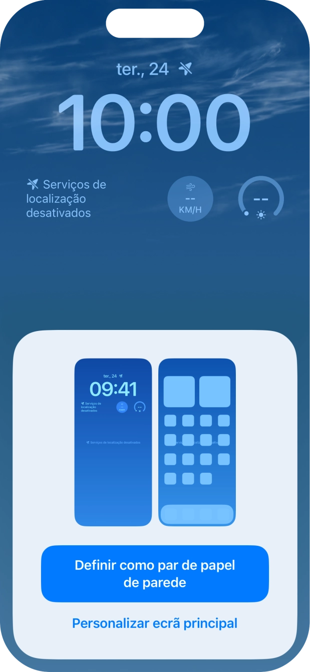 Se pretender utilizar o mesmo esquema de cores para o ecrã principal, prima Definir como par de papel de parede.