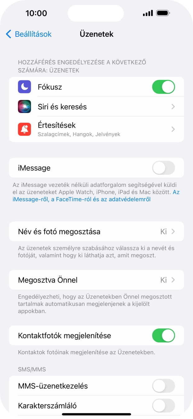 Kattints az „MMS-üzenetkezelés” melletti csúszkára a funkció bekapcsolásához.