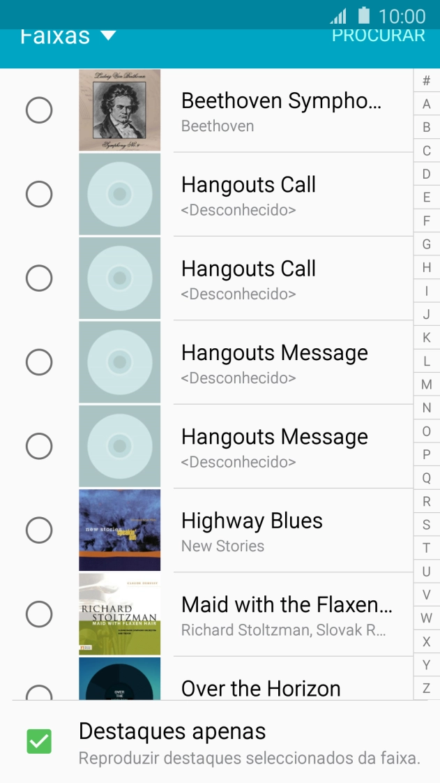 Prima os tons de toque pretendidos para os ouvir.