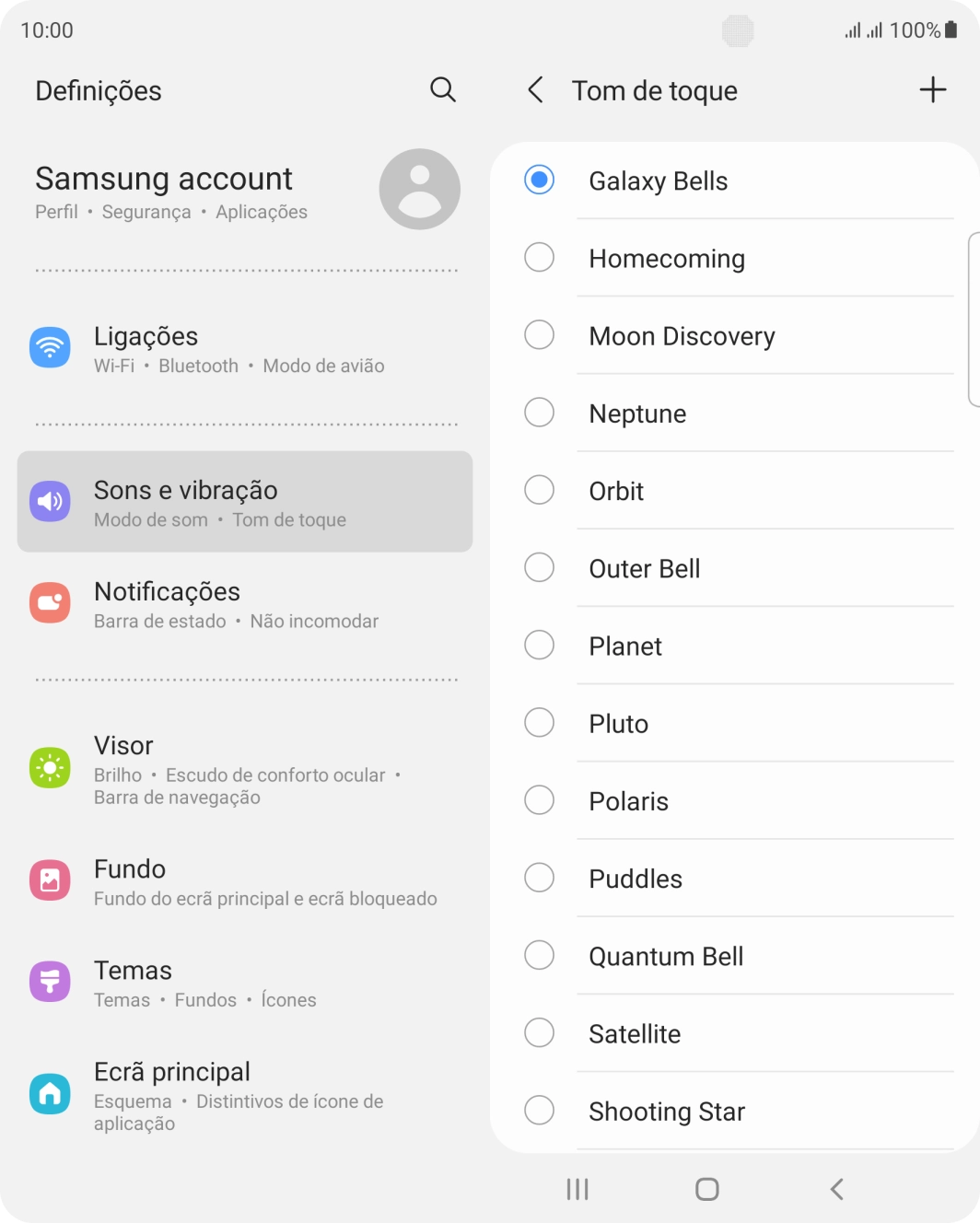 Prima o ícone para adicionar um tom de toque.