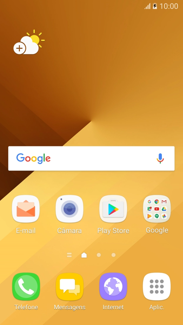 Quando o ícone de bateria em carregamento for mostrado no ecrã, a bateria está em carregamento.