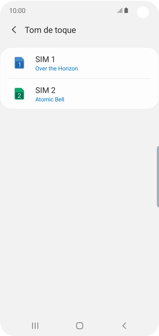 Prima o nome do cartão SIM.