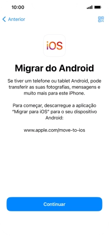 Antes de ser possível transferir conteúdo para o seu telefone, é necessário instalar a app 