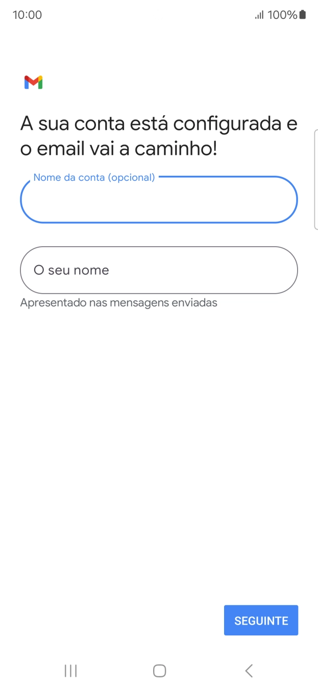 Prima O seu nome e introduza o nome do remetente pretendido.