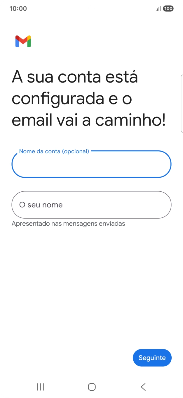Prima O seu nome e introduza o nome do remetente pretendido.