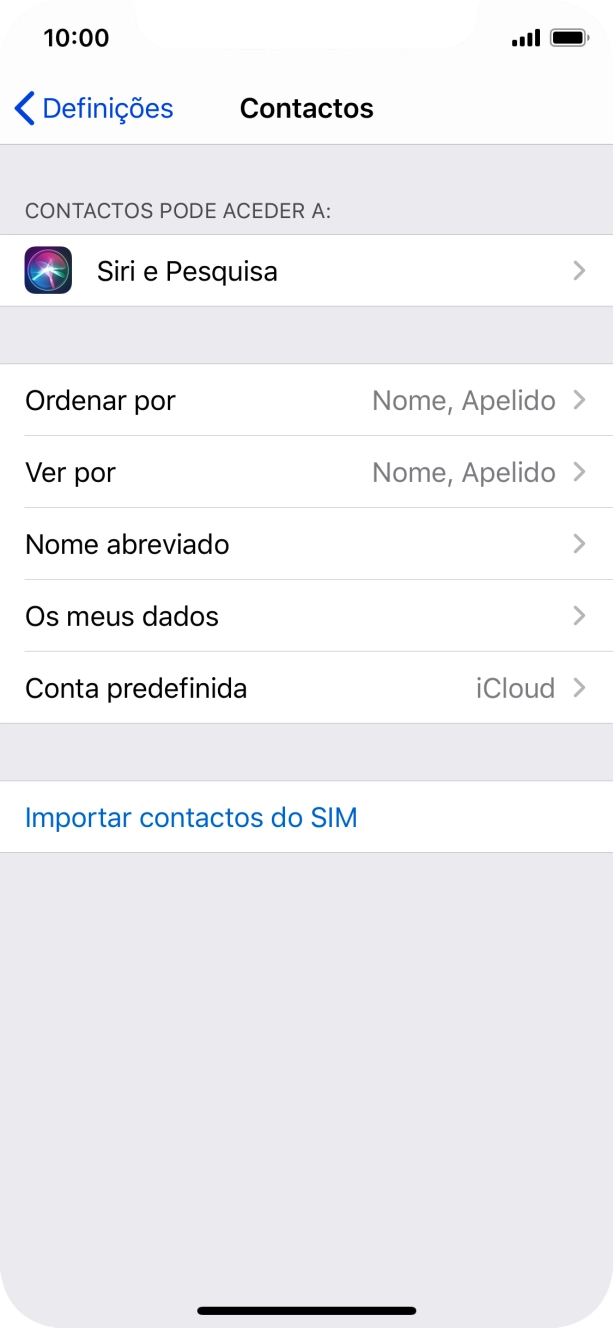 Prima Importar contactos do SIM.