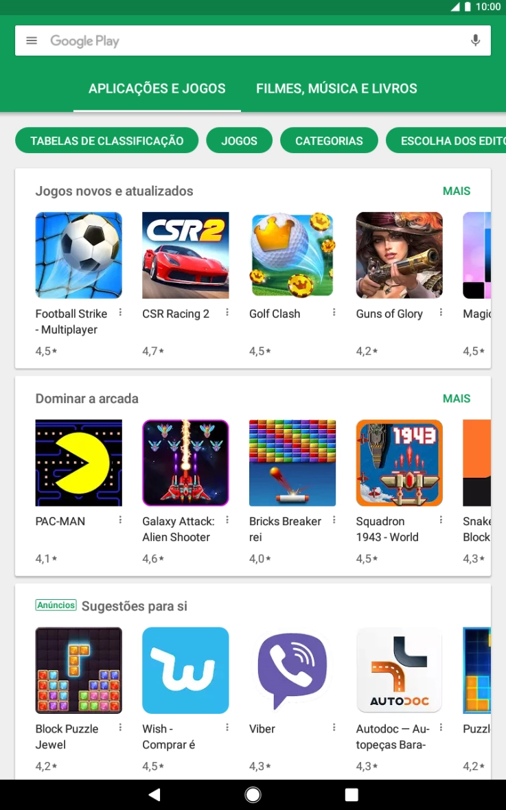 Deslize o dedo sobre o ecrã da esquerda para a direita.