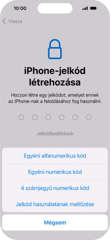 A képernyőzár használatának bekapcsolásához kövesd a képernyőn megjelenő utasításokat, vagy válaszd a Jelkód használatának mellőzése lehetőséget.