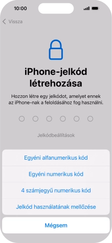A képernyőzár használatának bekapcsolásához kövesd a képernyőn megjelenő utasításokat, vagy válaszd a Jelkód használatának mellőzése lehetőséget.