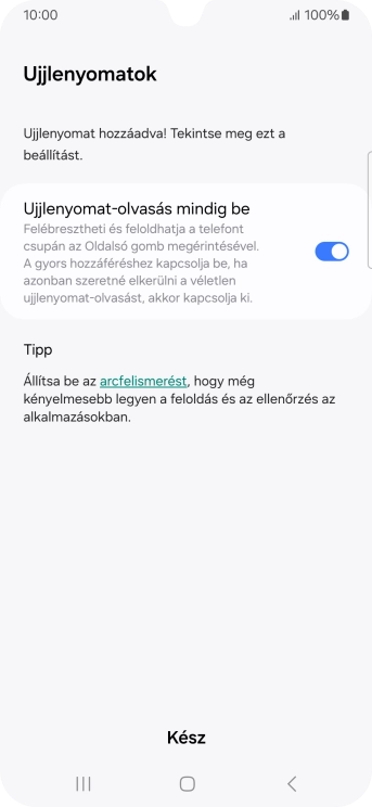 Válaszd a Kész lehetőséget.