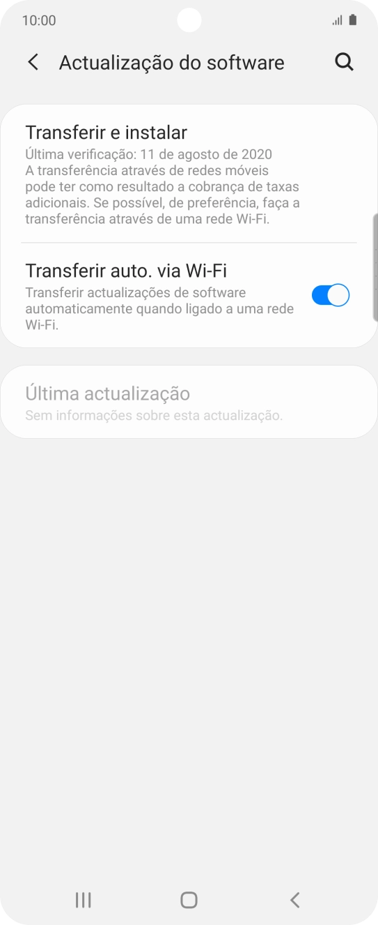 Prima Transferir e instalar. Se existir uma nova versão de software disponível, será agora indicado no ecrã. Siga as indicações no ecrã para atualizar o software do telefone.