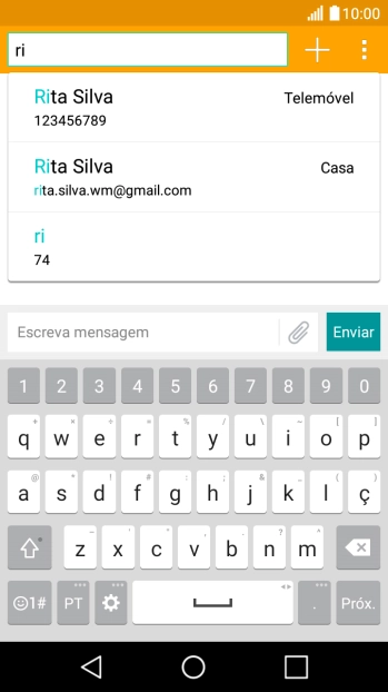 Prima o contacto pretendido.