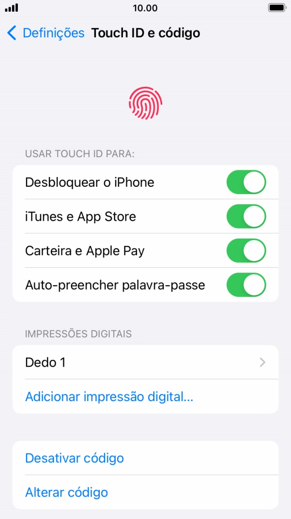 Prima os indicadores junto às definições pretendidas para as ativar ou desativar.