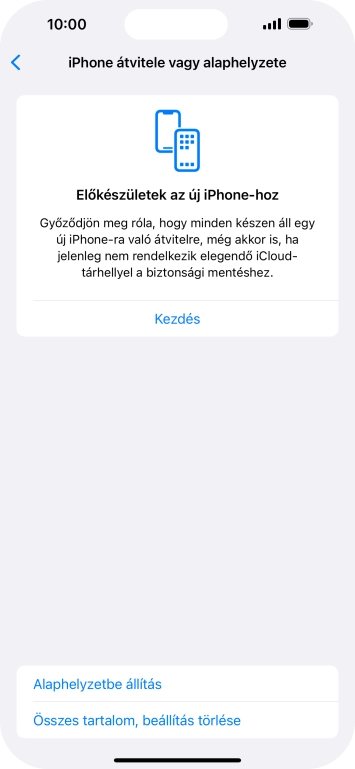 Válaszd az Alaphelyzetbe állítás lehetőséget.