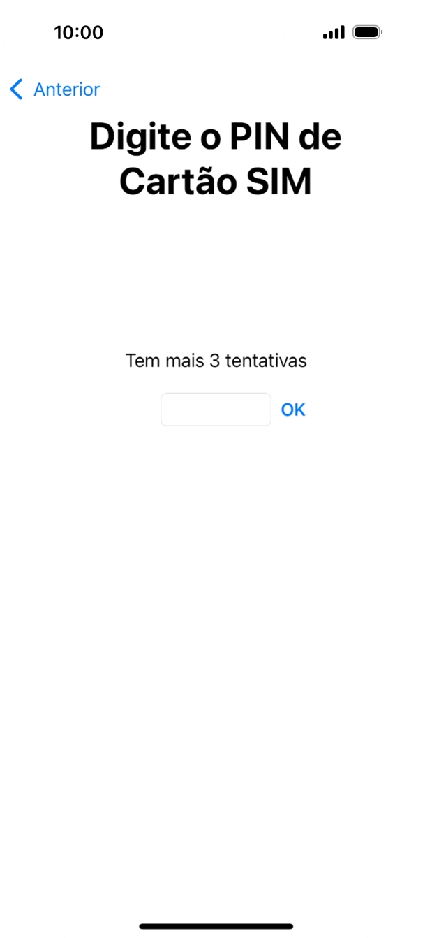 Se o cartão SIM estiver bloqueado, deve introduzir o código PIN e premir OK.