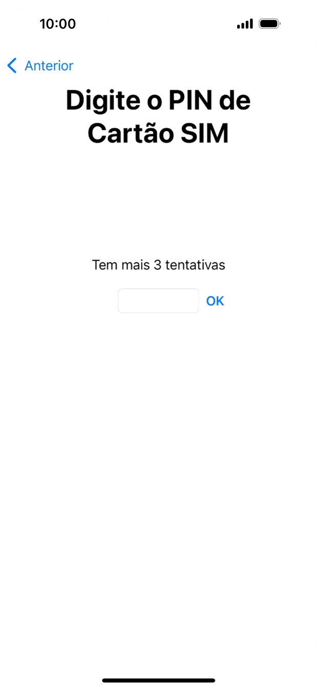 Se o cartão SIM estiver bloqueado, deve introduzir o código PIN e premir OK.