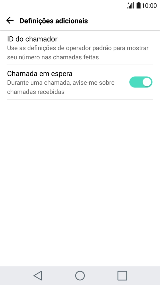 Prima Chamada em espera para ativar ou desativar a função.
