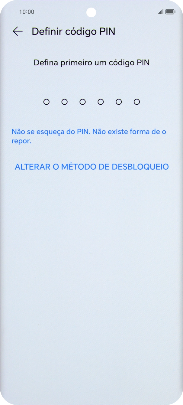 Prima ALTERAR O MÉTODO DE DESBLOQUEIO.