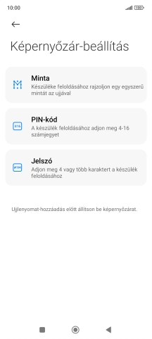 Kattints a kívánt képernyőzár-típusra.