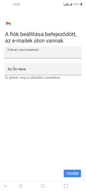 Kattints a „Fióknév (nem kötelező)” alatti mezőre, és írd be az e-mail-fiók kívánt nevét.