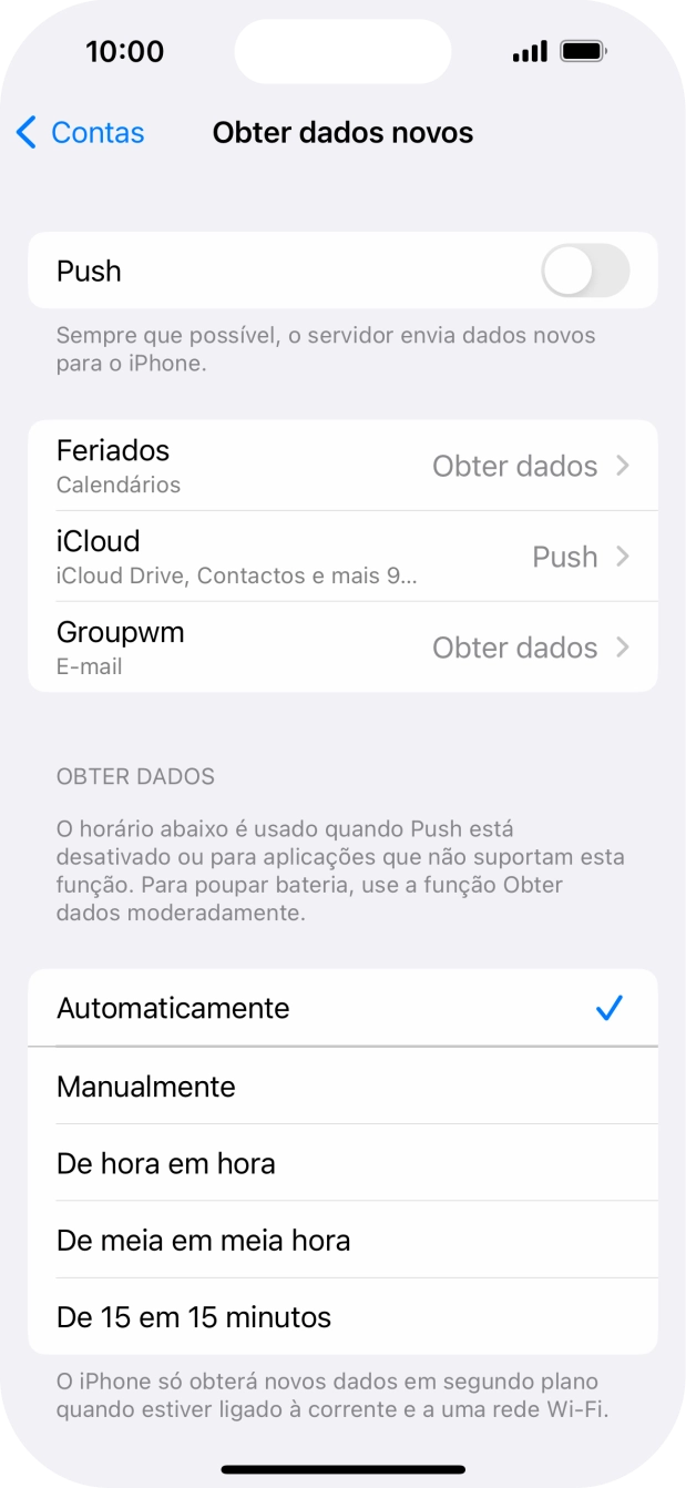 Se desativar a função, prima a definição pretendida.