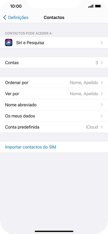 Prima Importar contactos do SIM.
