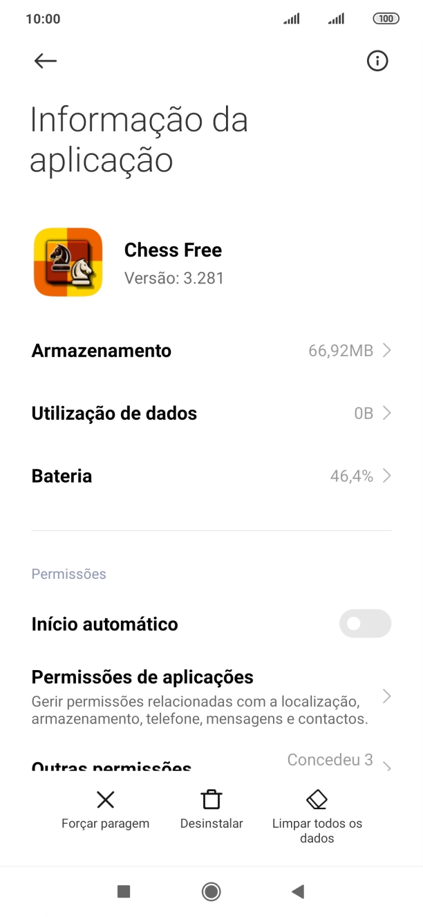 Prima a tecla de início para terminar e voltar ao ecrã inicial.