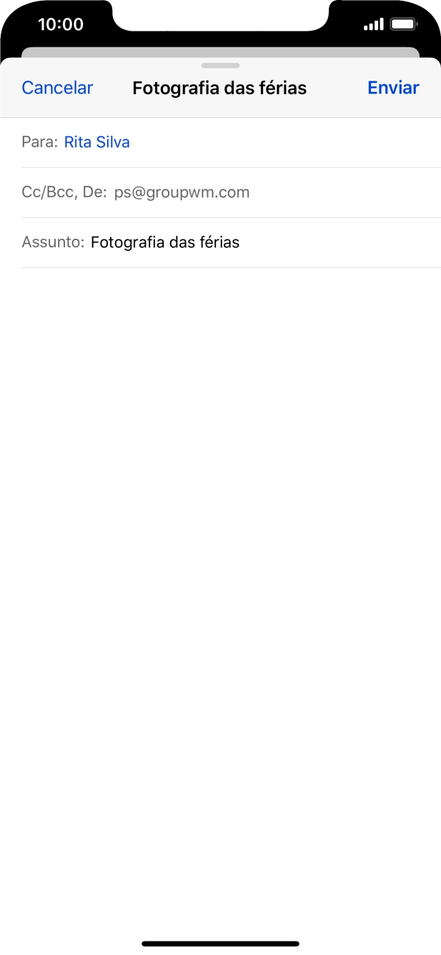 Prima o campo de escrita e escreva o texto do e-mail.