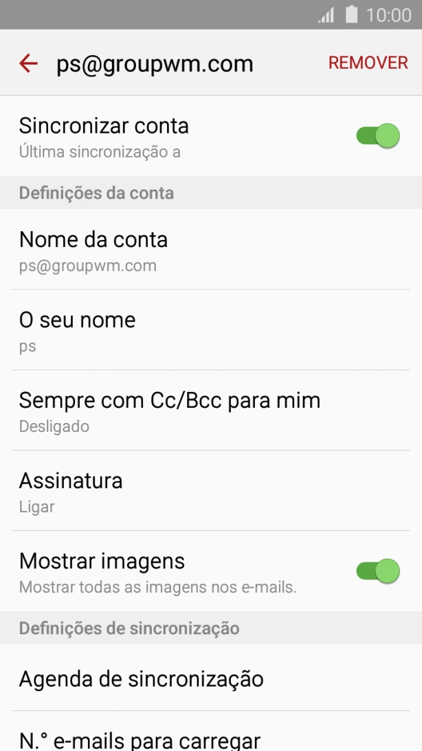 Prima Sincronizar conta para ativar a função.