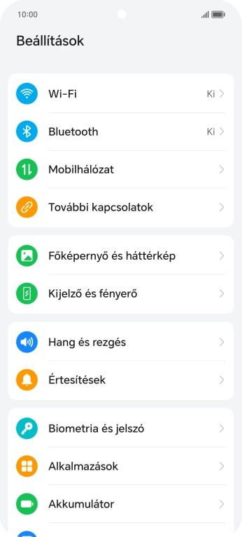 Válaszd a Mobilhálózat lehetőséget.