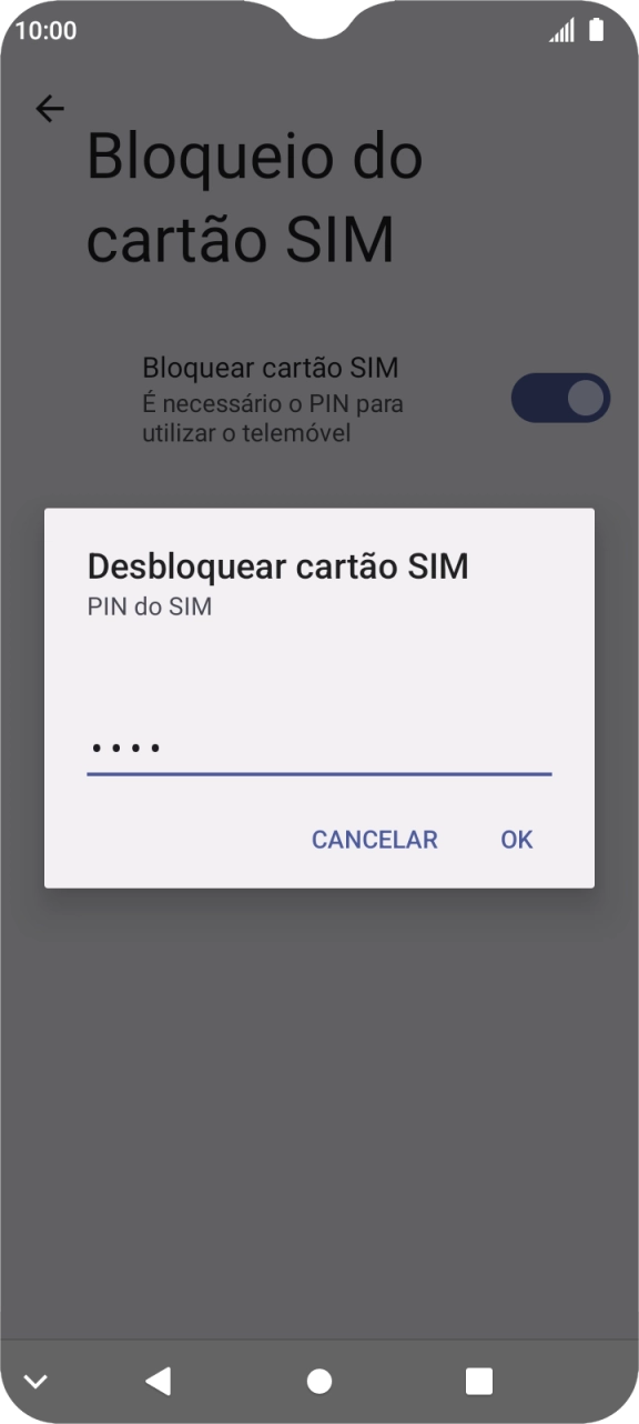 Introduza o seu código PIN e prima OK.