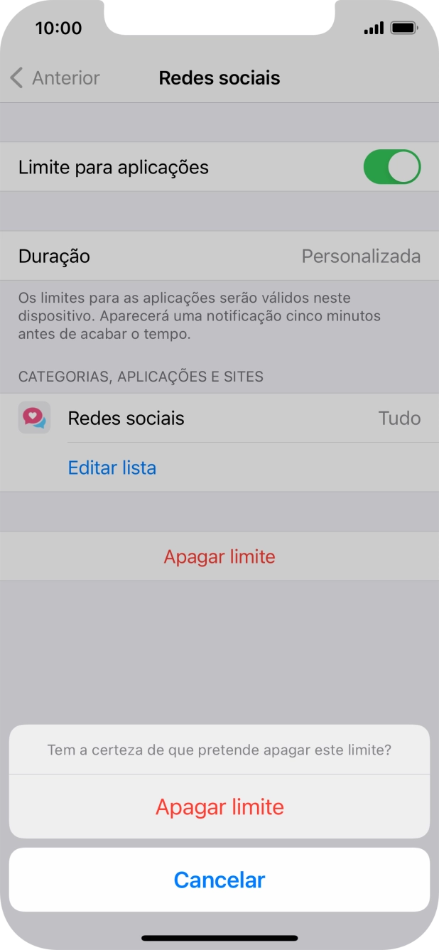 Prima Apagar limite.